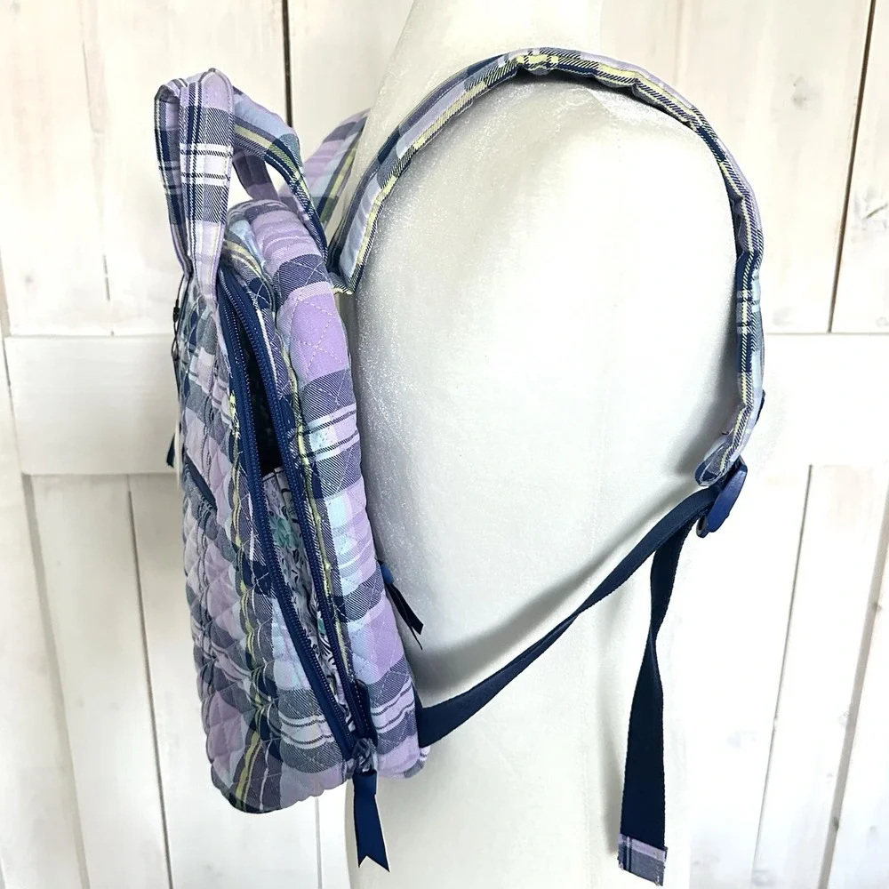 Vera Bradley Cotton Mini‎ Totepack Backpack Amethyst Plaid - Recycled Cotton NWT